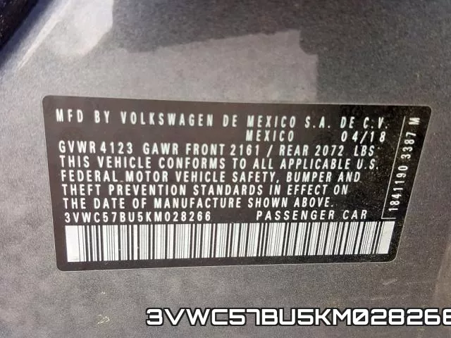 3VWC57BU5KM028266 фото 2