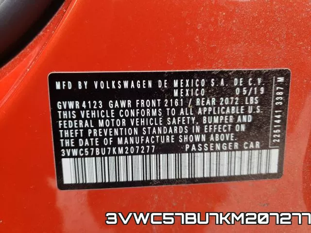 3VWC57BU7KM207277 фото 2