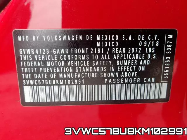 3VWC57BU8KM102991 фото 2