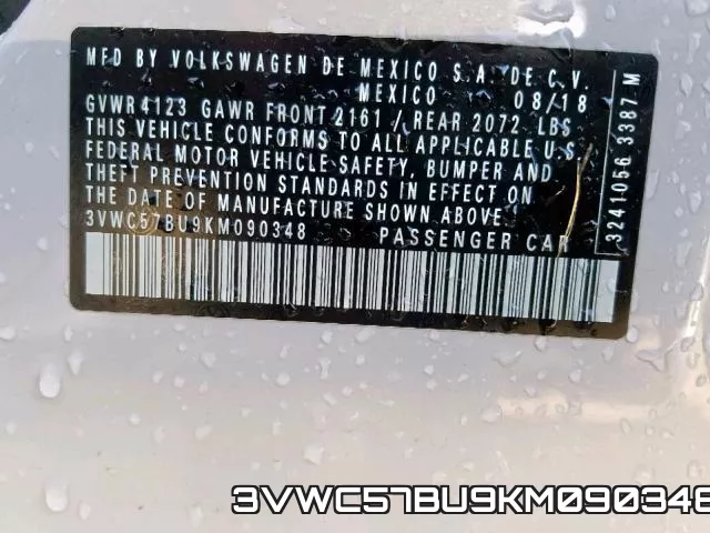 3VWC57BU9KM090348 фото 2