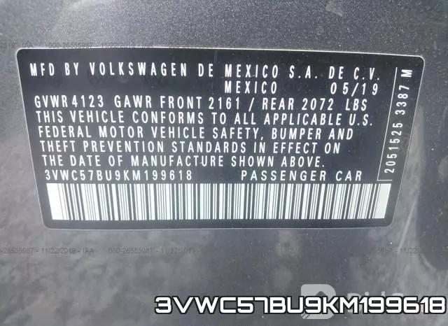 3VWC57BU9KM199618 фото 10