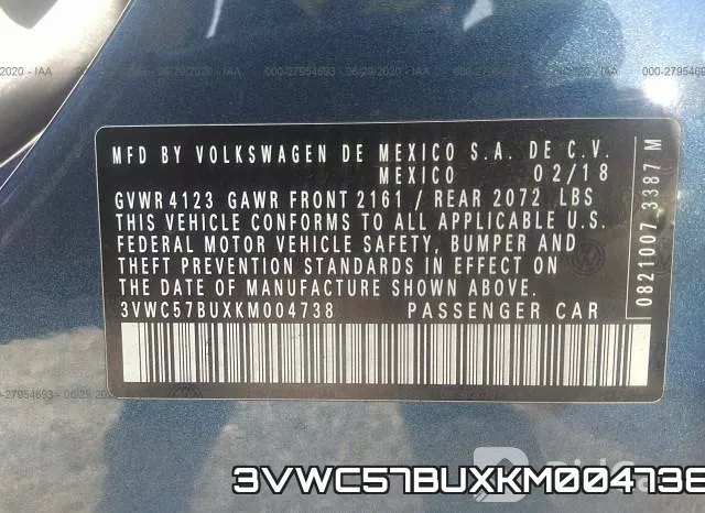 3VWC57BUXKM004738 фото 10