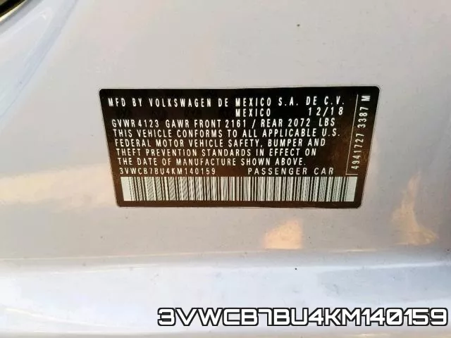 3VWCB7BU4KM140159 фото 2
