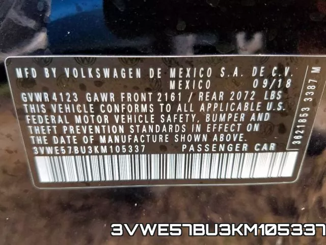 3VWE57BU3KM105337 фото 2