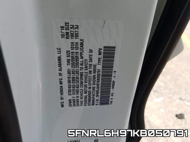 5FNRL6H97KB050791 фото 2
