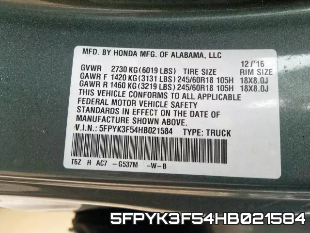5FPYK3F54HB021584 фото 2