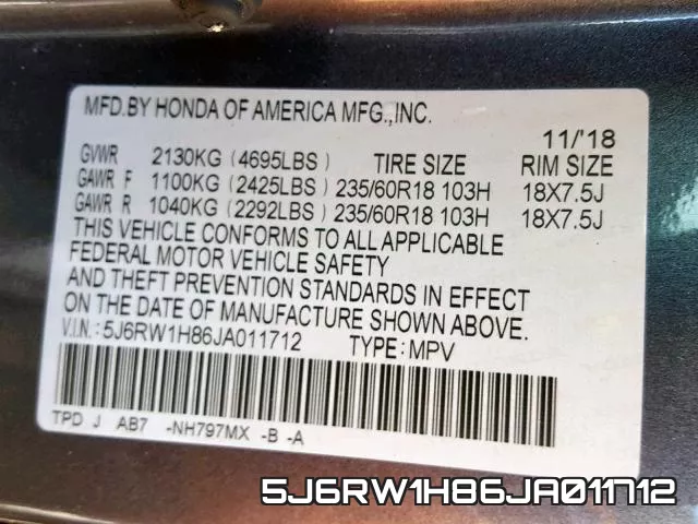 5J6RW1H86JA011712 фото 2