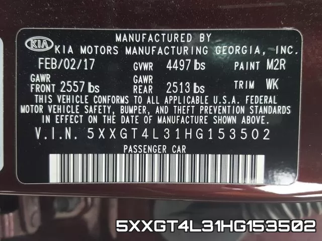 5XXGT4L31HG153502 фото 2