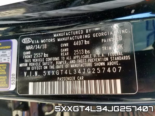 5XXGT4L34JG257407 фото 2