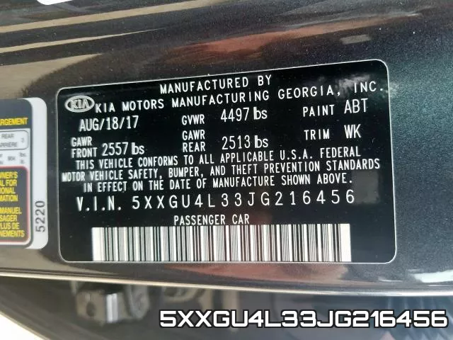 5XXGU4L33JG216456 фото 2