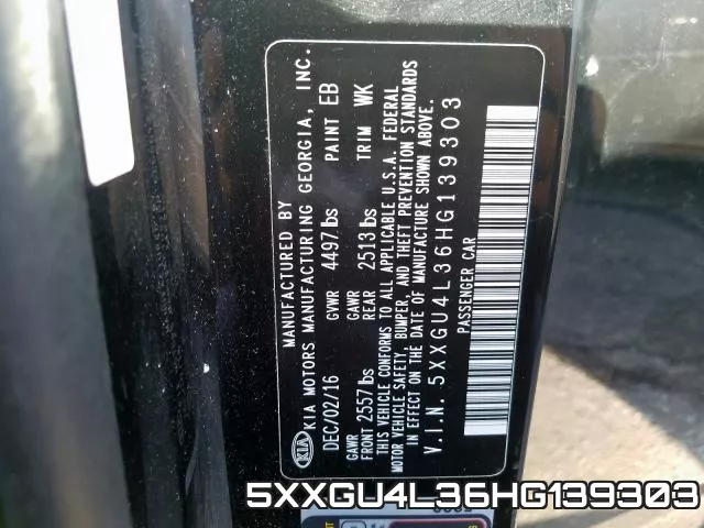 5XXGU4L36HG139303 фото 2