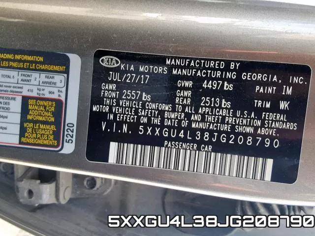 5XXGU4L38JG208790 фото 2