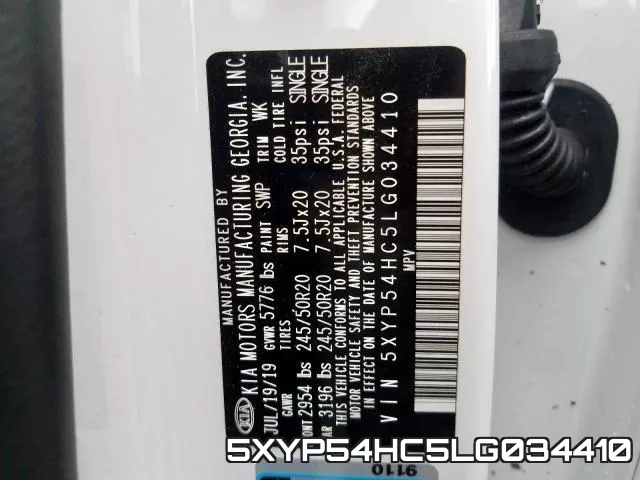5XYP54HC5LG034410 фото 2