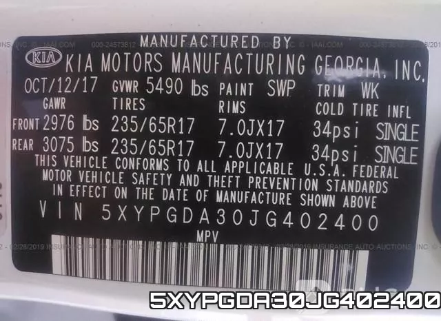 5XYPGDA30JG402400 фото 10