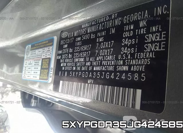 5XYPGDA35JG424585 фото 10