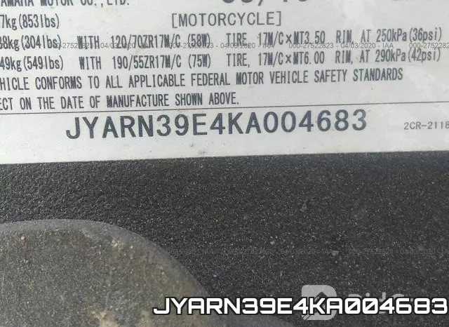 JYARN39E4KA004683 фото 2
