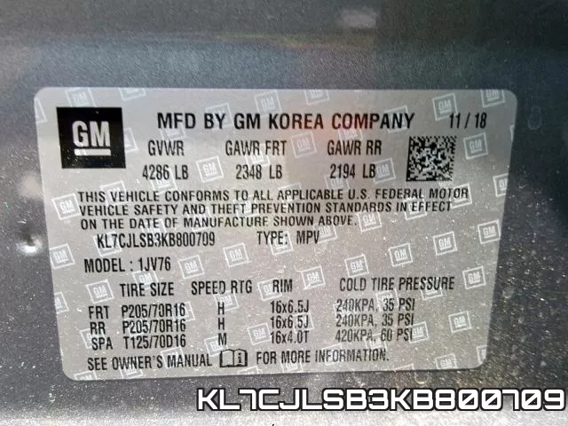 KL7CJLSB3KB800709 фото 2