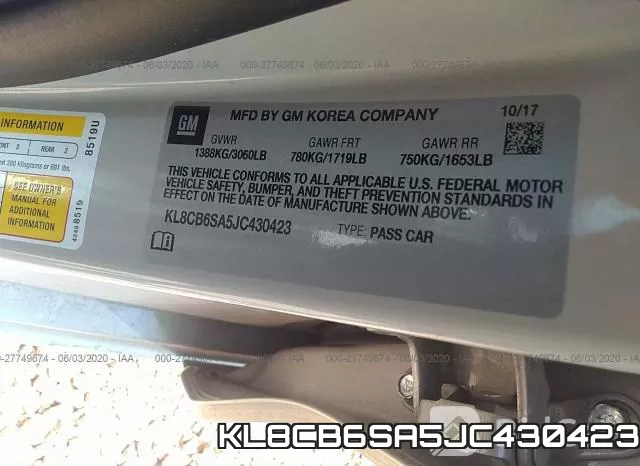 KL8CB6SA5JC430423 фото 10