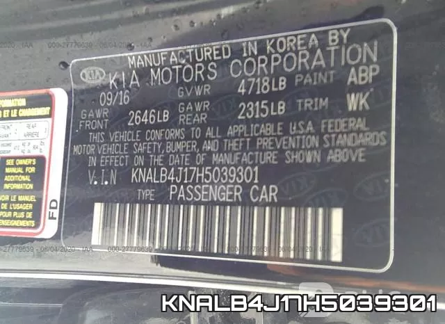 KNALB4J17H5039301 фото 10