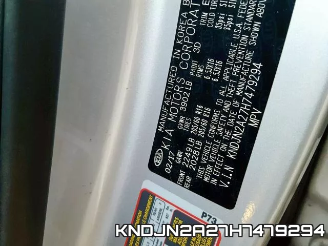 KNDJN2A27H7479294 фото 2