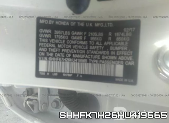 SHHFK7H26HU419565 фото 10
