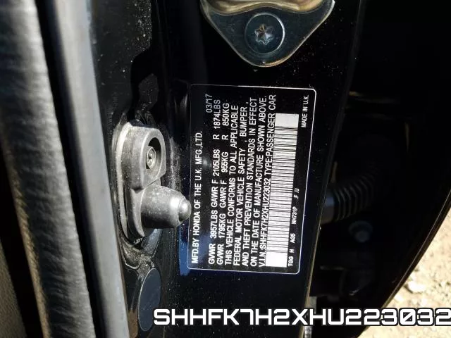 SHHFK7H2XHU223032 фото 2