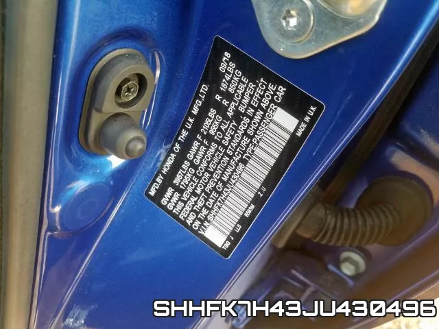 SHHFK7H43JU430496 фото 2