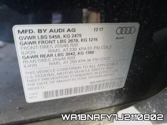 WA1BNAFY7J2110802 фото 2