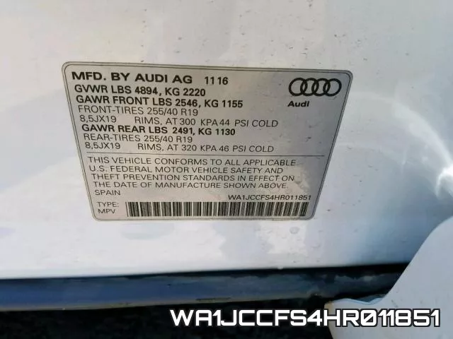 WA1JCCFS4HR011851 фото 2