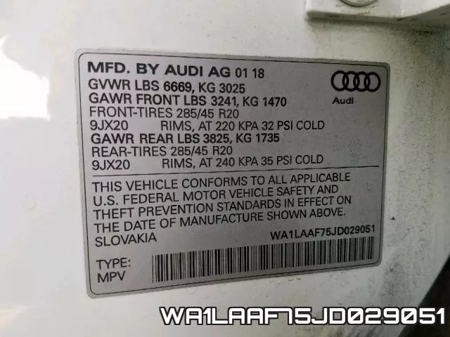 WA1LAAF75JD029051 фото 2
