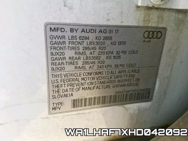 WA1LHAF7XHD042092 фото 2