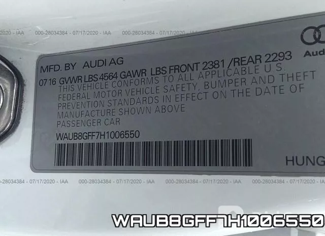 WAUB8GFF7H1006550 фото 10