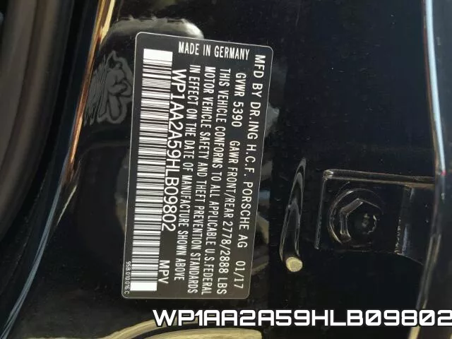 WP1AA2A59HLB09802 фото 2