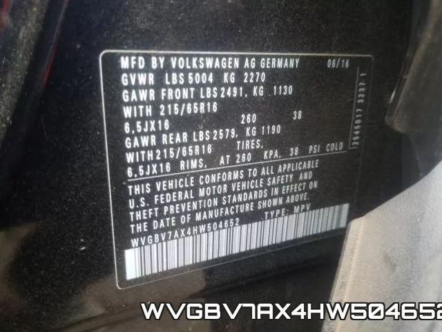 WVGBV7AX4HW504652 фото 2