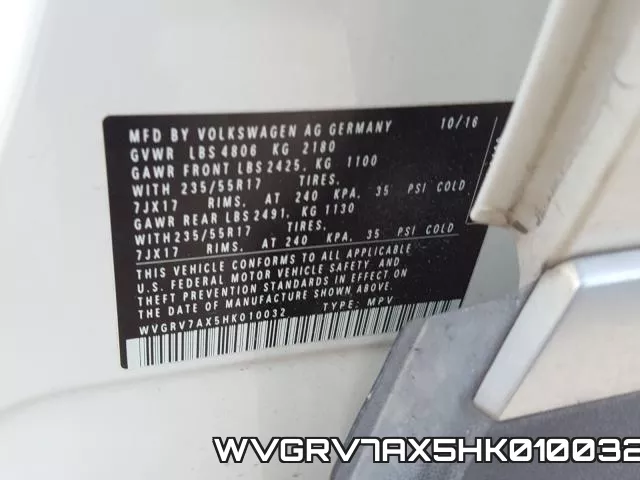 WVGRV7AX5HK010032 фото 2