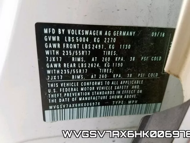 WVGSV7AX6HK006976 фото 2