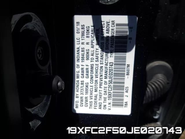 19XFC2F50JE020743 фото 2