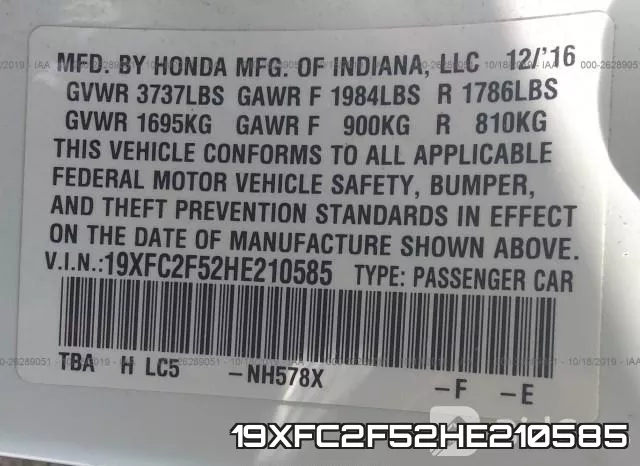 19XFC2F52HE210585 фото 10