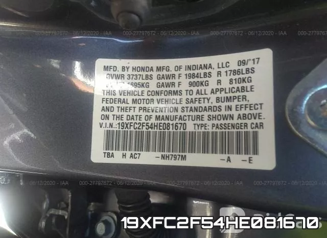 19XFC2F54HE081670 фото 10