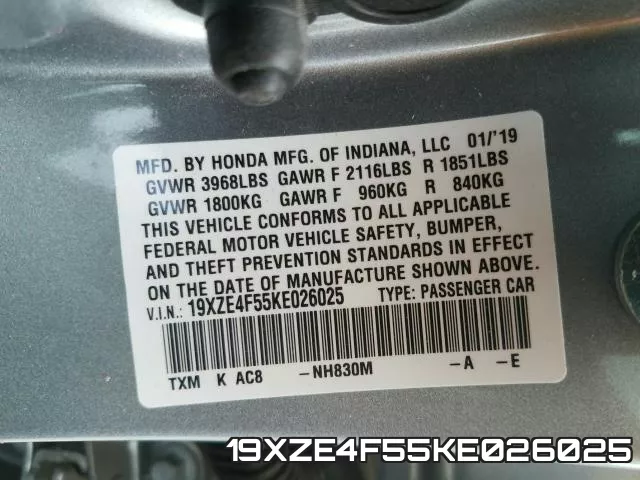 19XZE4F55KE026025 фото 2