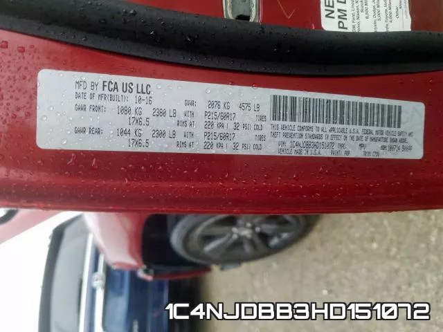 1C4NJDBB3HD151072 фото 2