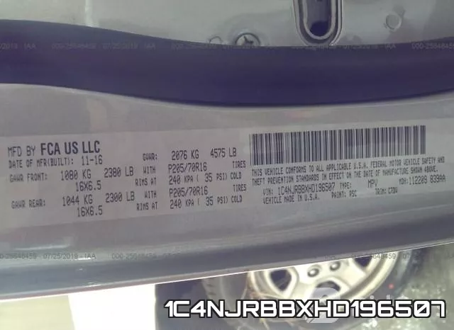 1C4NJRBBXHD196507 фото 10