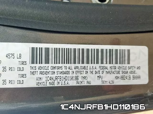 1C4NJRFB1HD110186 фото 2