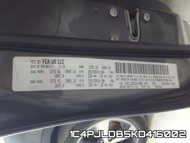 1C4PJLDB5KD416002 фото 2