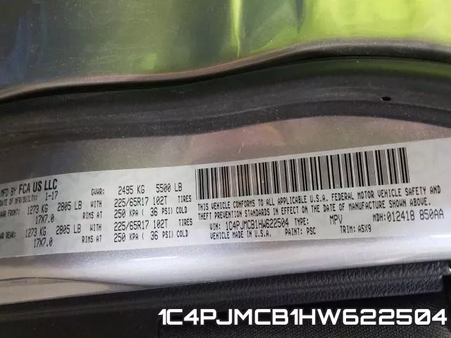 1C4PJMCB1HW622504 фото 2