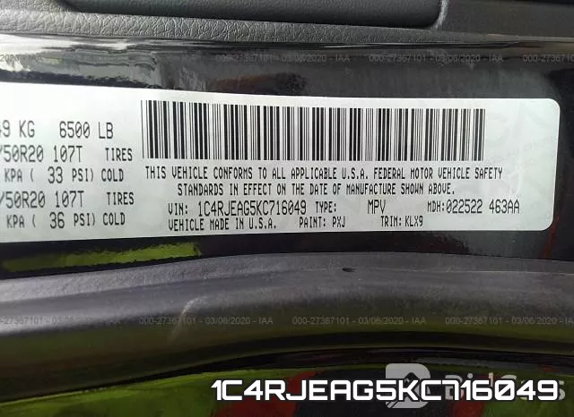 1C4RJEAG5KC716049 фото 10