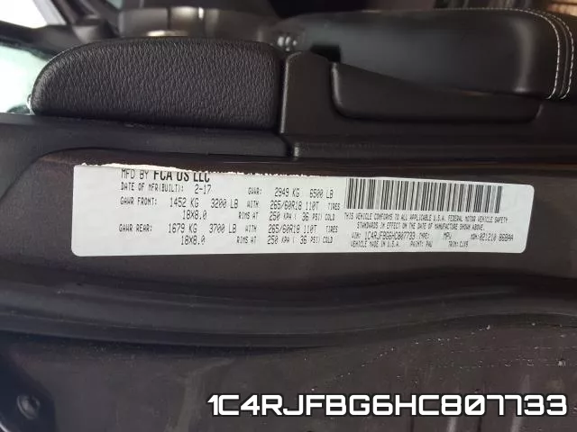 1C4RJFBG6HC807733 фото 2