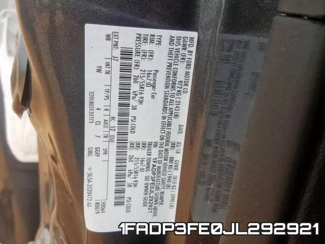 1FADP3FE0JL292921 фото 2