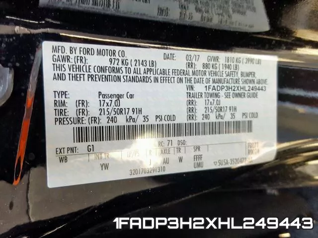 1FADP3H2XHL249443 фото 2