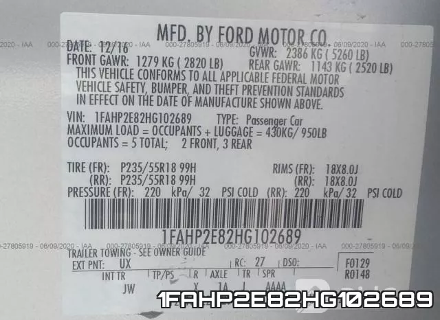 1FAHP2E82HG102689 фото 10